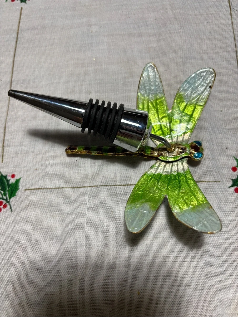 Green Dragonfly Wine Stopper